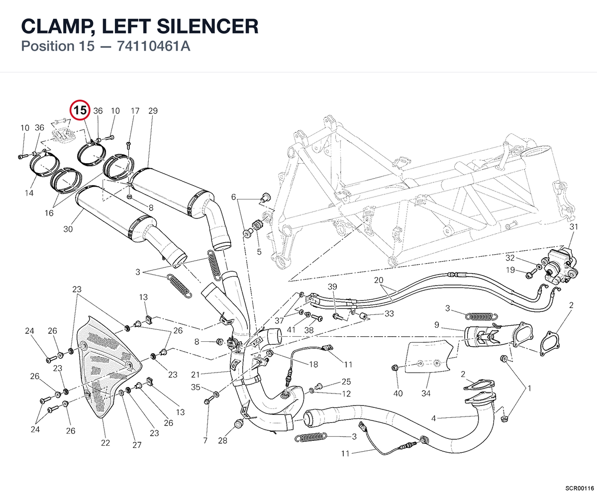 CLAMP, LEFT SILENCER 74110461A diagram position