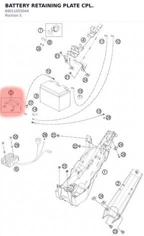 Diagram preview: BATTERY RETAINING PLATE CPL. (69011055044)