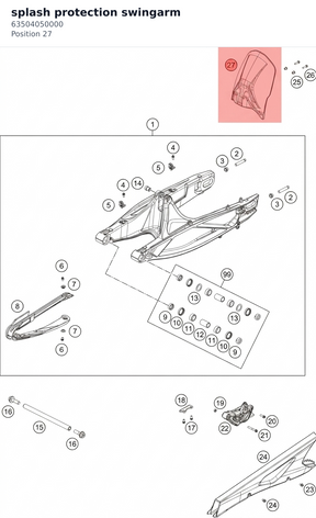 Diagram preview: splash protection swingarm (63504050000)