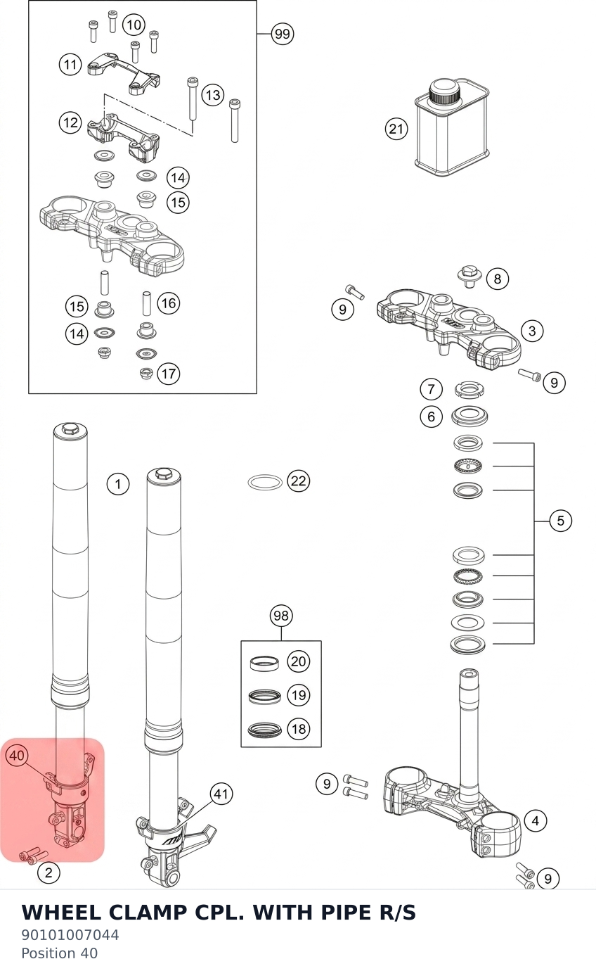 Diagram preview: WHEEL CLAMP CPL. WITH PIPE R/S (90101007044)