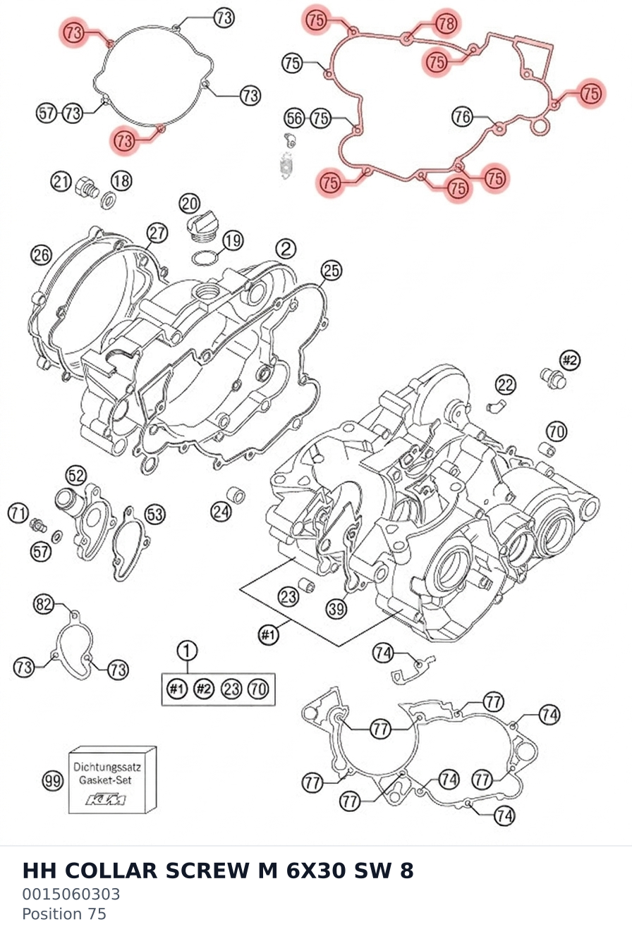 Diagram preview: HH COLLAR SCREW M 6X30    SW 8 (0015060303)