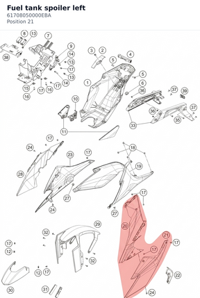 Diagram preview: Fuel tank spoiler left (61708050000EBA)