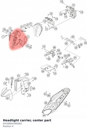 Diagram preview: Headlight carrier, center part (64108001000561)