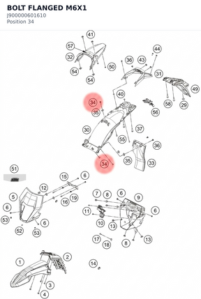 Diagram preview: BOLT FLANGED M6X1 (J900000601610)
