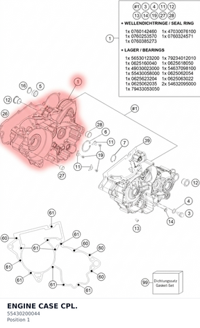 Diagram preview: ENGINE CASE CPL. (55430200044)