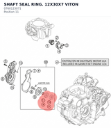Diagram preview: SHAFT SEAL RING. 12X30X7 VITON (0760123071)