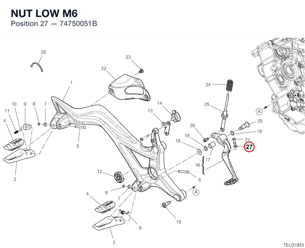 NUT LOW M6 74750051B diagram position