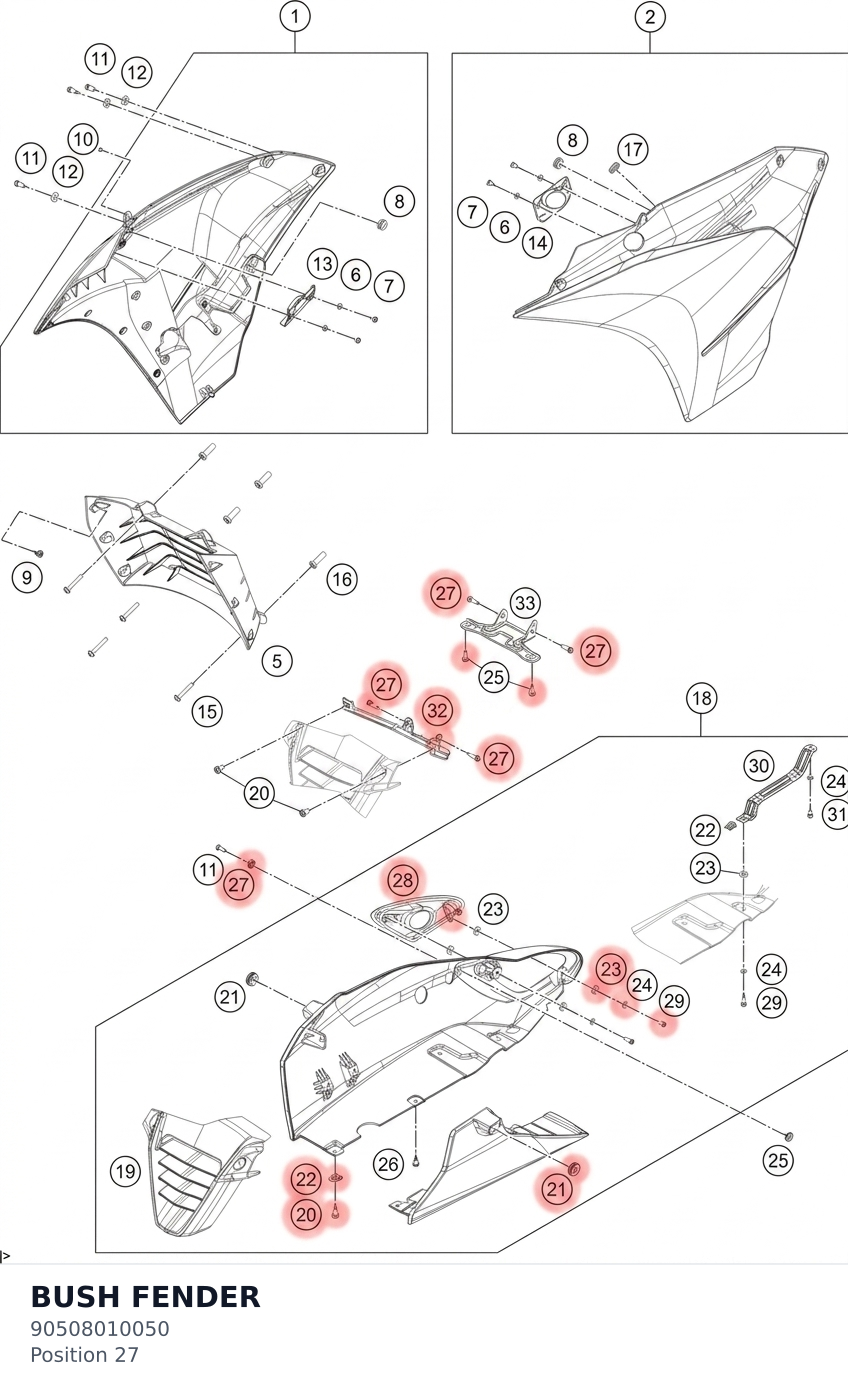 Diagram preview: BUSH FENDER (90508010050)