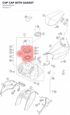 Diagram preview: CUP CAP WITH GASKET (90107008144)