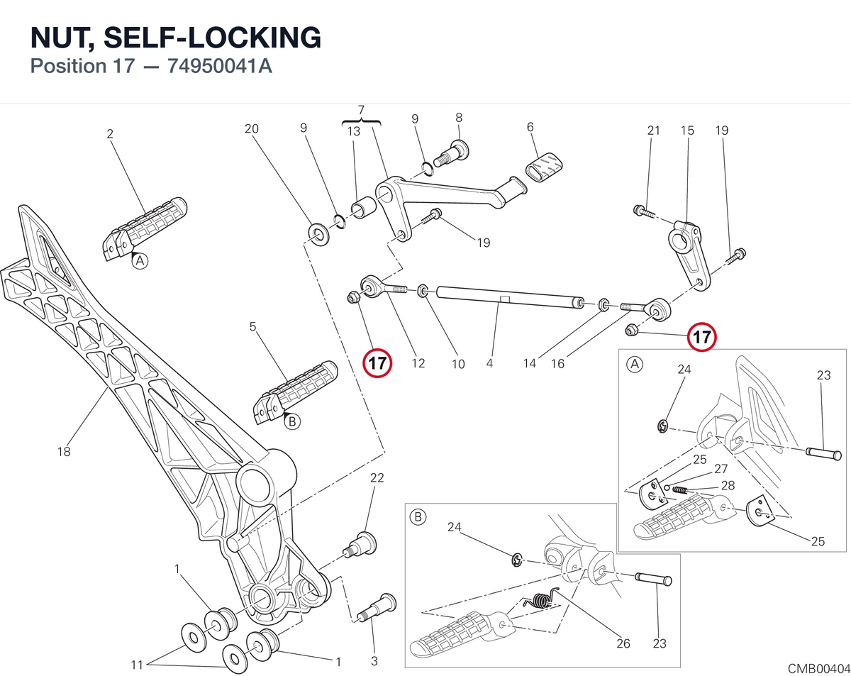 NUT, SELF-LOCKING 74950041A diagram position