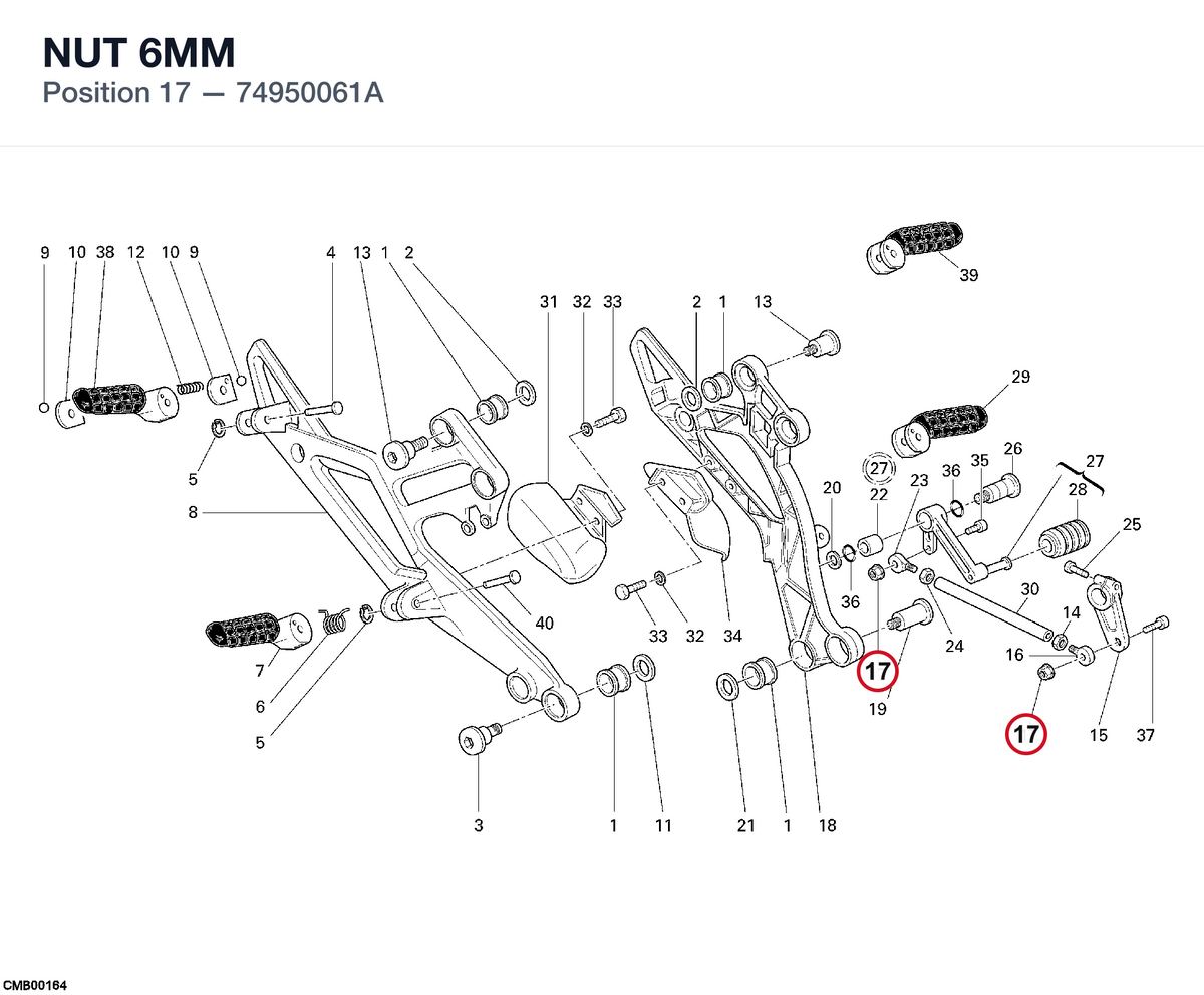 NUT 6MM 74950061A diagram position