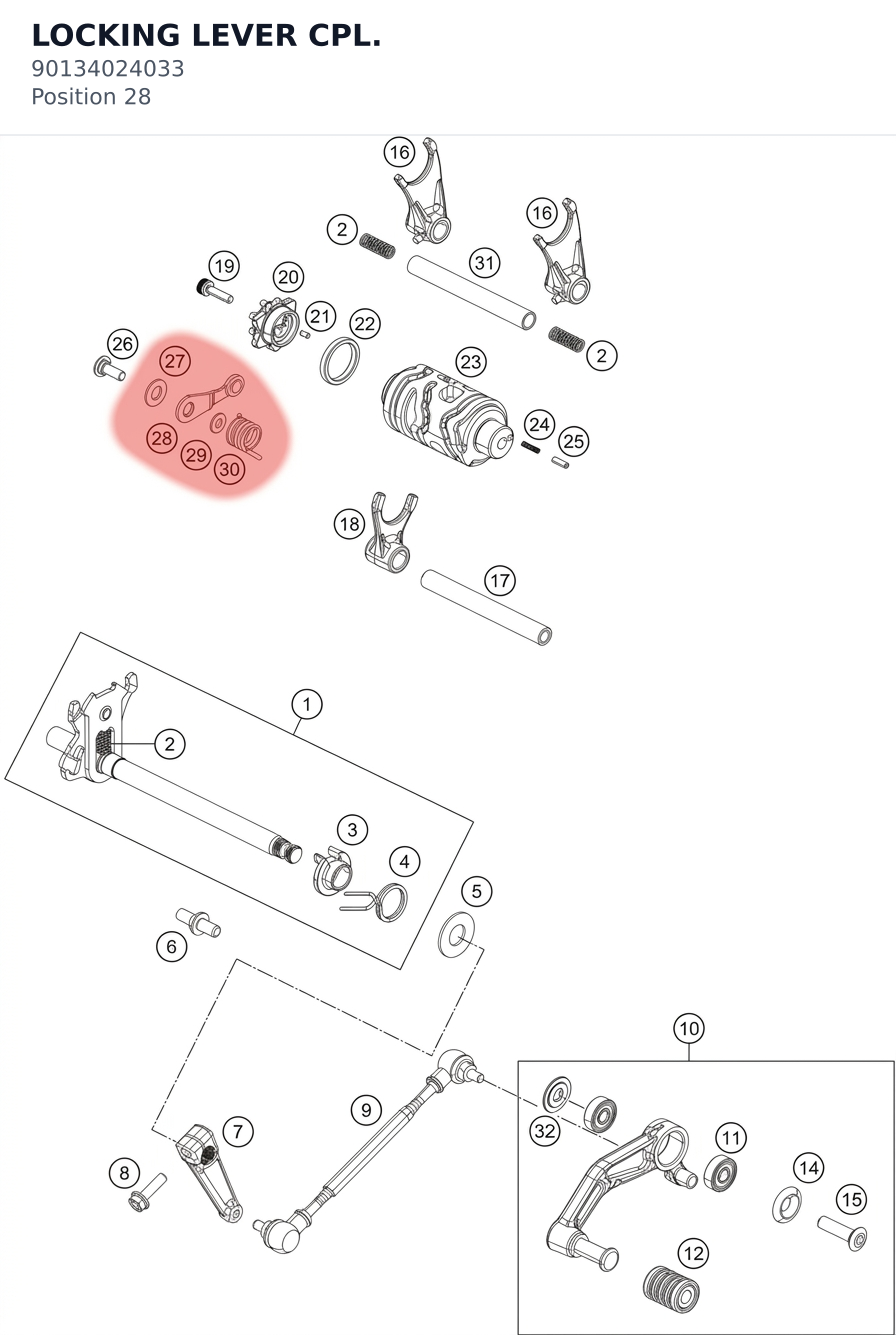Diagram preview: LOCKING LEVER CPL. (90134024033)