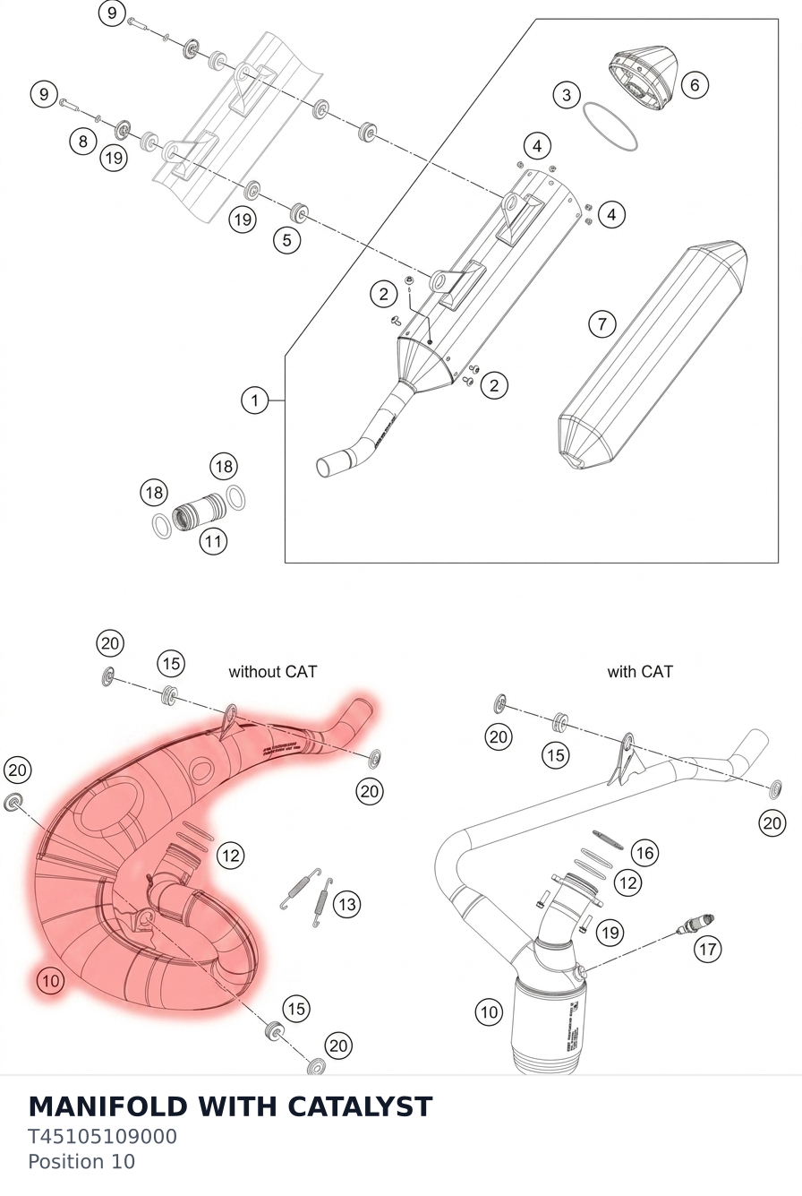 Diagram preview: MANIFOLD WITH CATALYST (T45105109000)