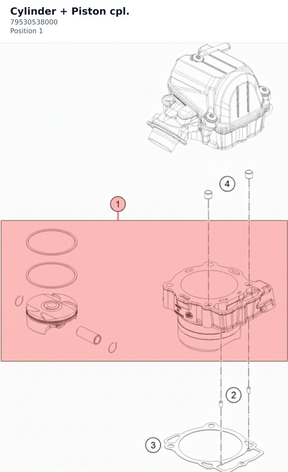 Diagram preview: Cylinder + Piston cpl. (79530538000)