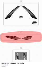 Diagram preview: Decal Set 250 EXC TPI 2019 (79608198025)