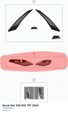 Diagram preview: Decal Set 250 EXC TPI 2019 (79608198025)