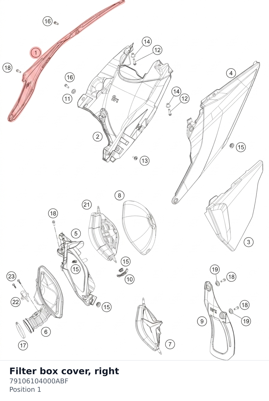 Diagram preview: Filter box cover, right (79106104000ABF)