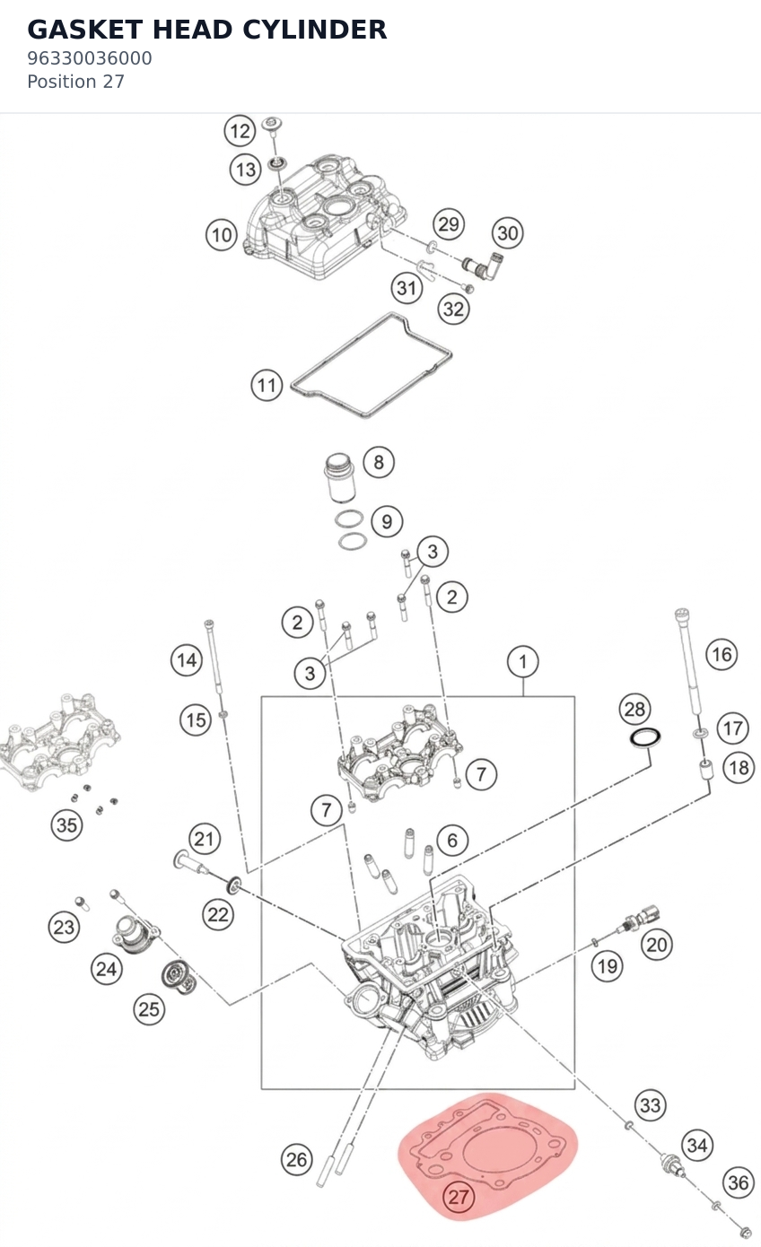 Diagram preview: GASKET HEAD CYLINDER (96330036000)