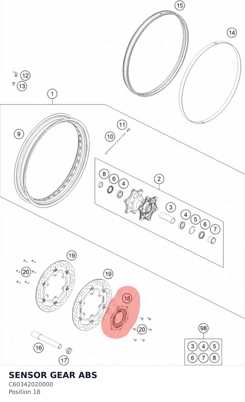Diagram preview: SENSOR GEAR ABS (C60342020000)