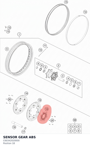 Diagram preview: SENSOR GEAR ABS (C60342020000)