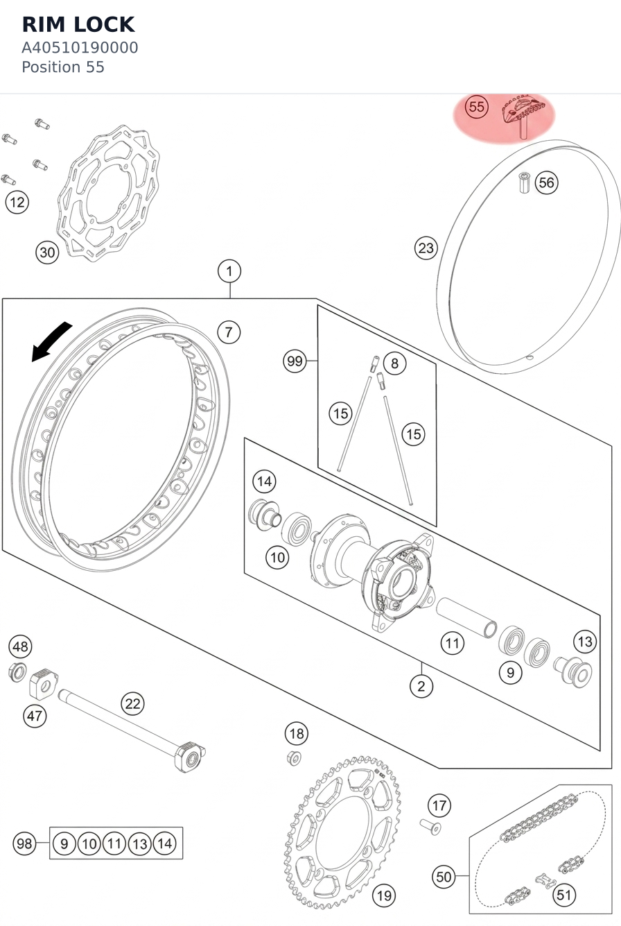 Diagram preview: RIM LOCK (A40510190000)