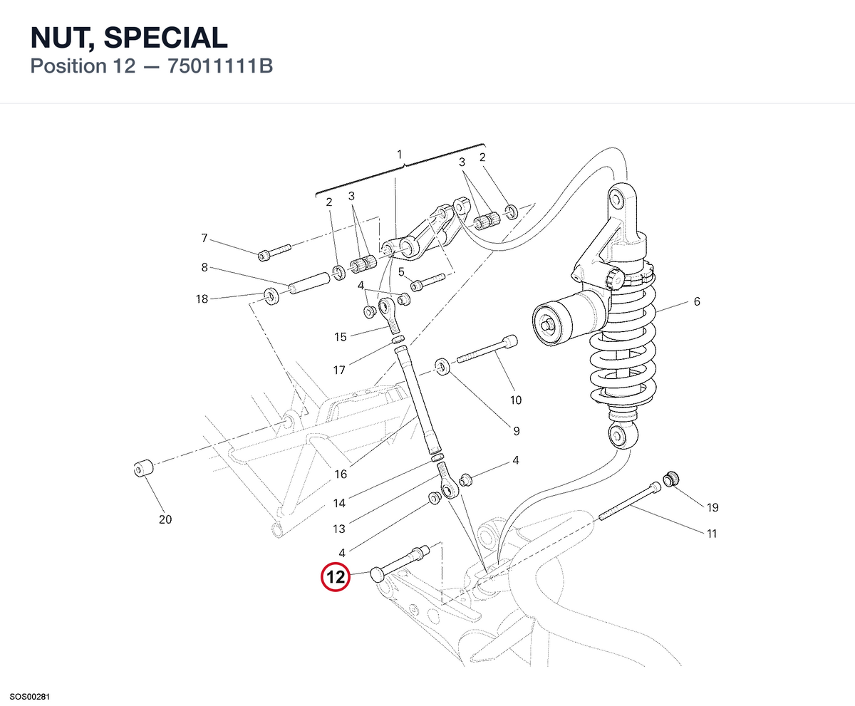 NUT, SPECIAL 75011111B diagram position