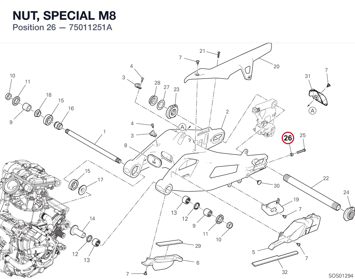 NUT, SPECIAL M8 75011251A diagram position