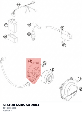 Diagram preview: STATOR 65/85 SX 2003 (46139004000)