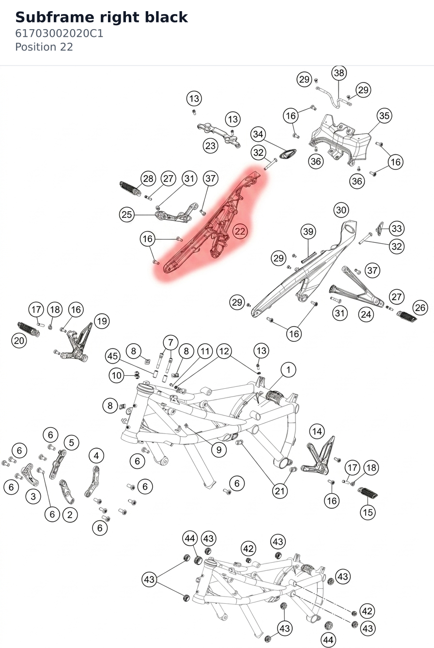 Diagram preview: Subframe right black (61703002020C1)