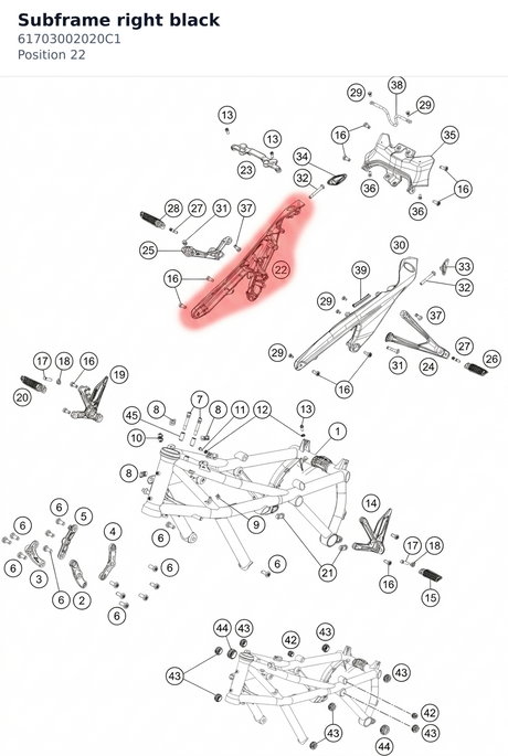 Diagram preview: Subframe right black (61703002020C1)