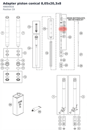 Diagram preview: Adapter piston conical 8,05x20,3x8 (48600916)