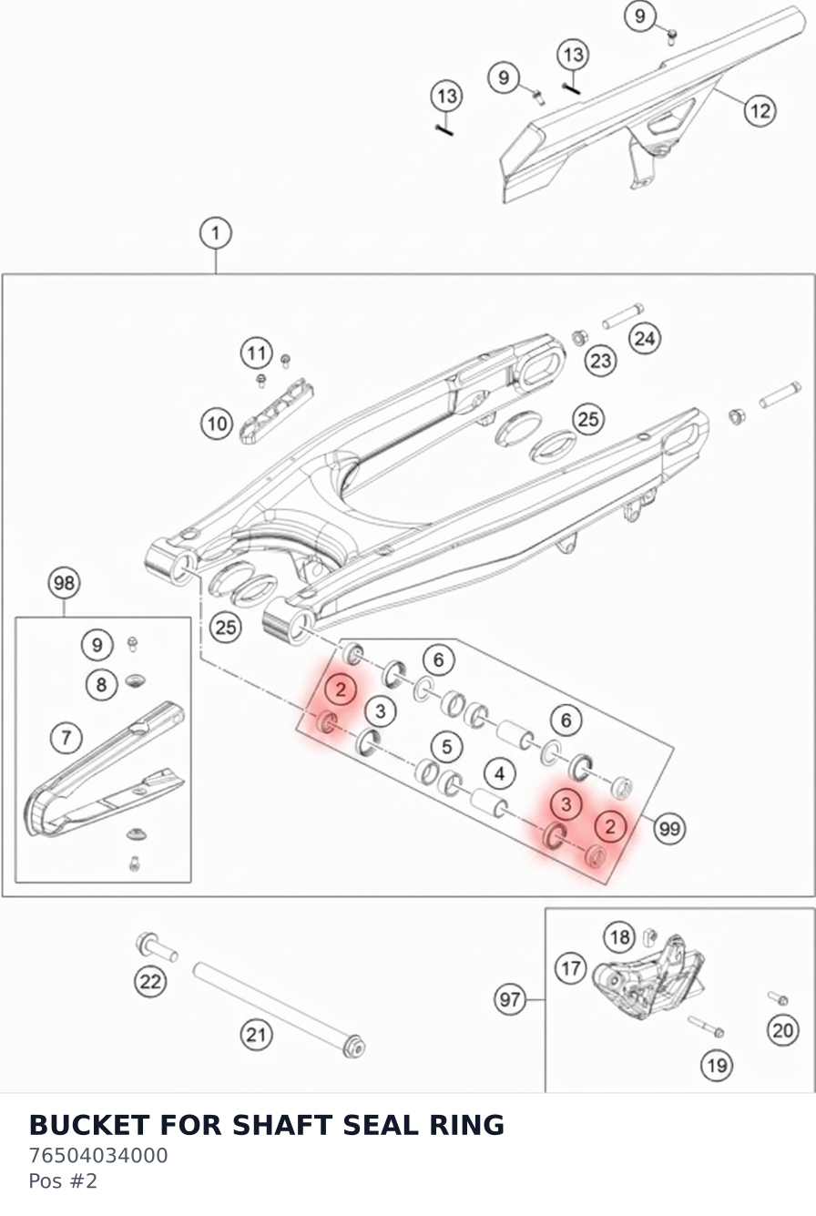 Diagram preview: BUCKET FOR SHAFT SEAL RING (76504034000)