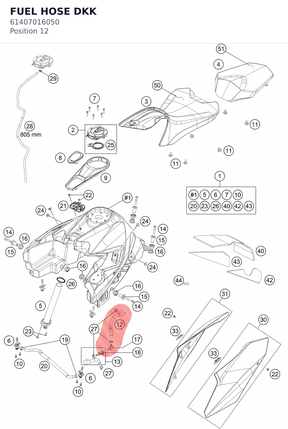 Diagram preview: FUEL HOSE DKK (61407016050)