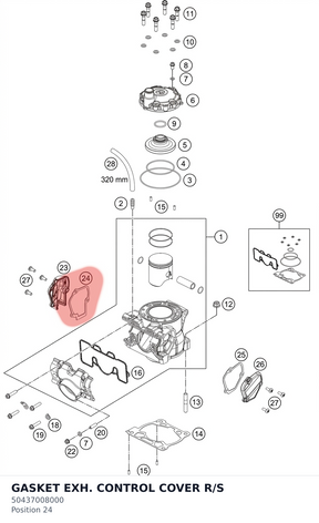 Diagram preview: GASKET EXH. CONTROL COVER R/S (50437008000)
