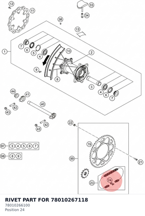 Diagram preview: RIVET PART FOR 78010267118 (78010266100)