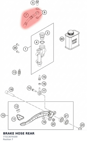 Diagram preview: BRAKE HOSE REAR (77213070100)