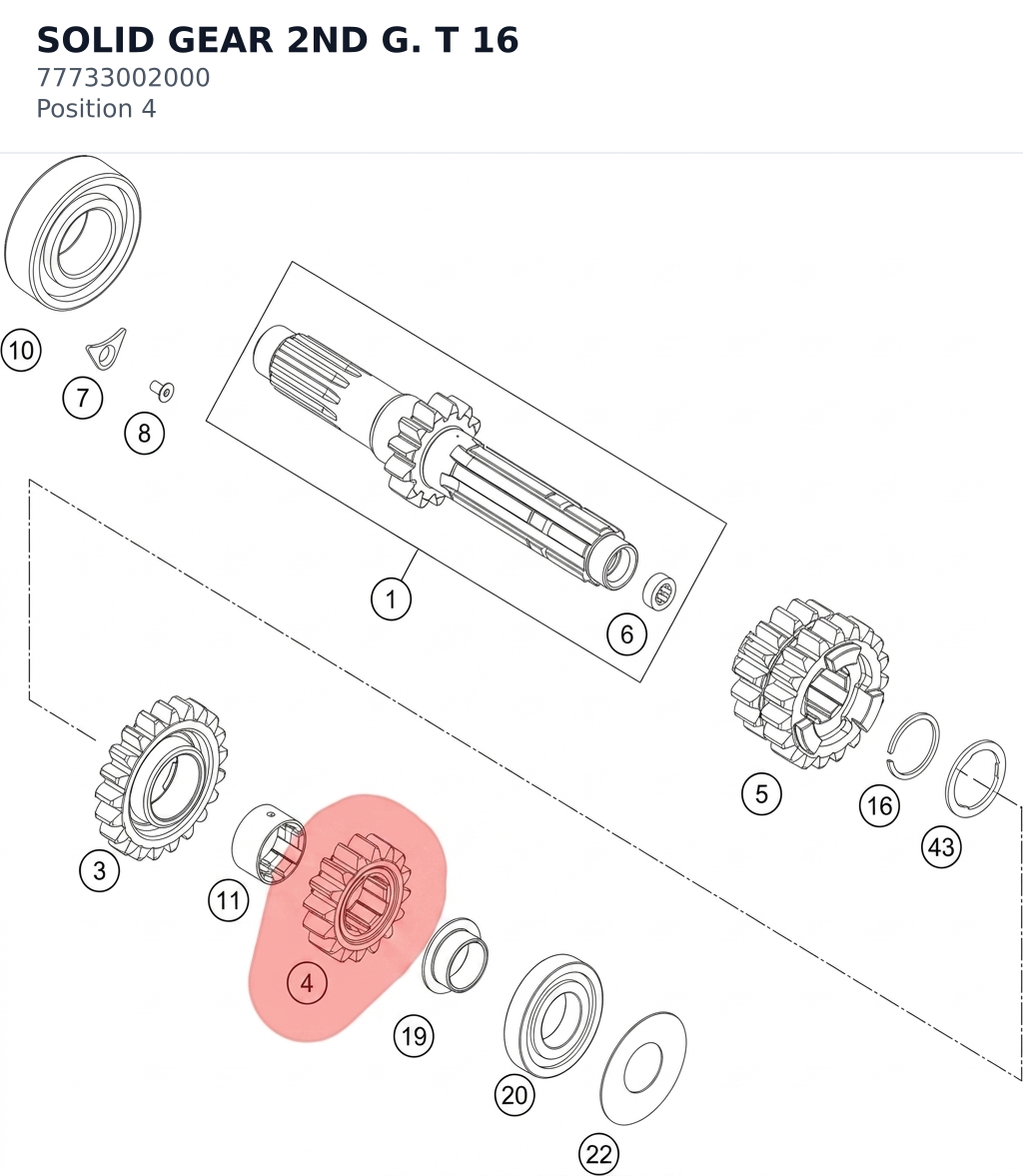 Diagram preview: SOLID GEAR 2ND G.  T 16 (77733002000)