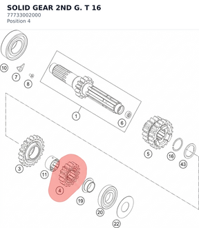 Diagram preview: SOLID GEAR 2ND G.  T 16 (77733002000)