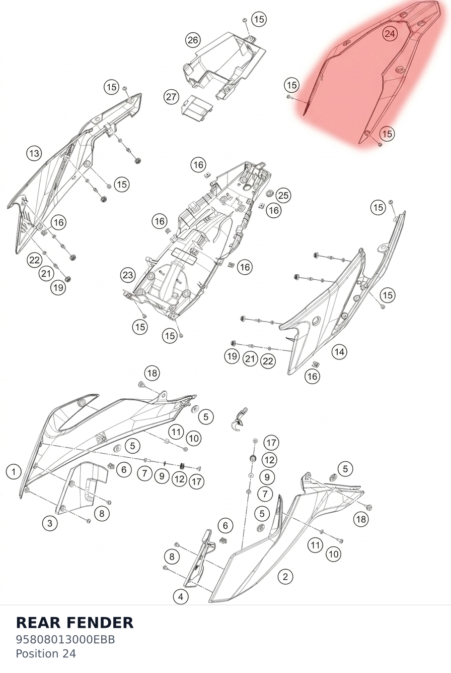 Diagram preview: REAR FENDER (95808013000EBB)