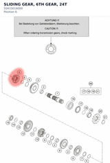 Diagram preview: SLIDING GEAR, 6TH GEAR, 24T (50433016000)