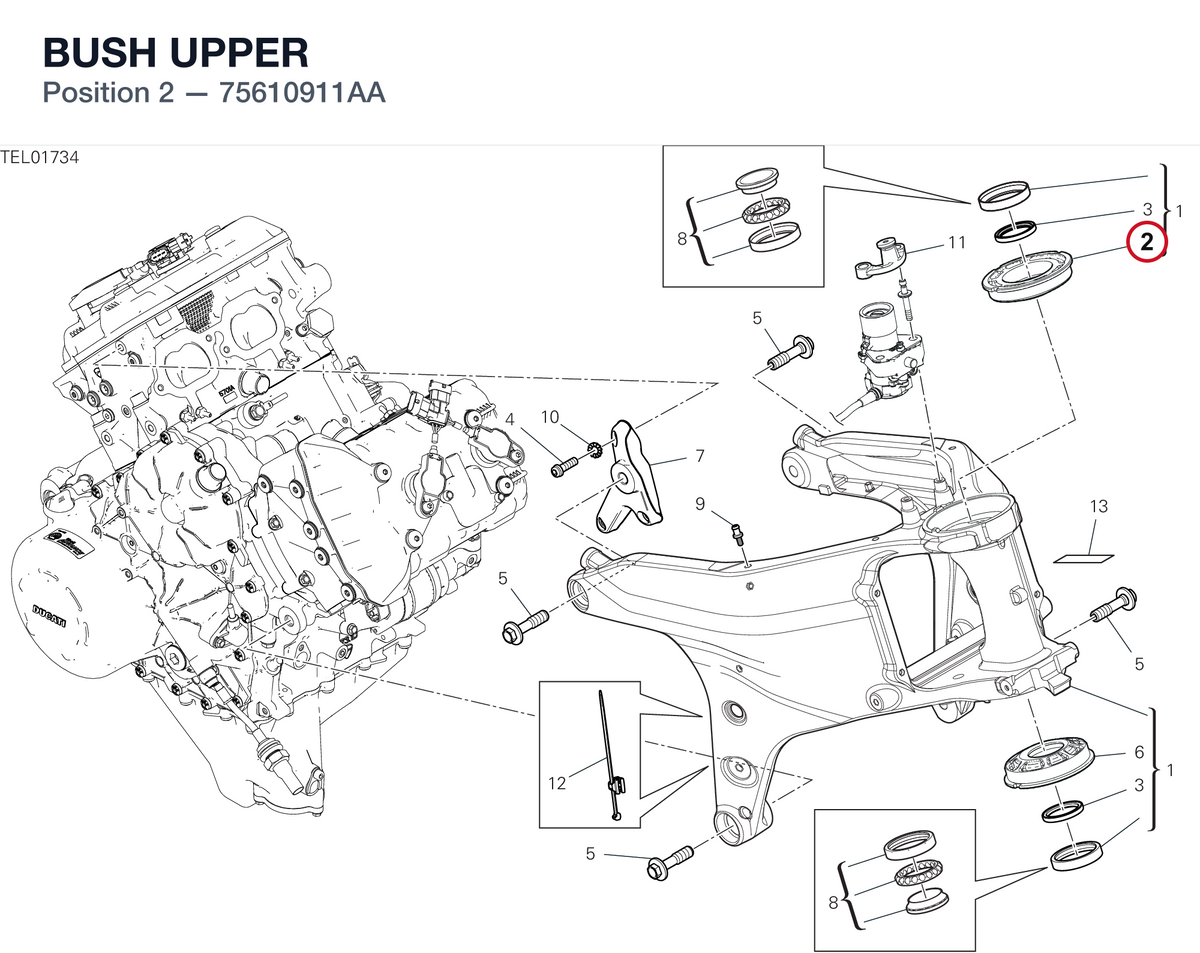 BUSH UPPER 75610911AA diagram position
