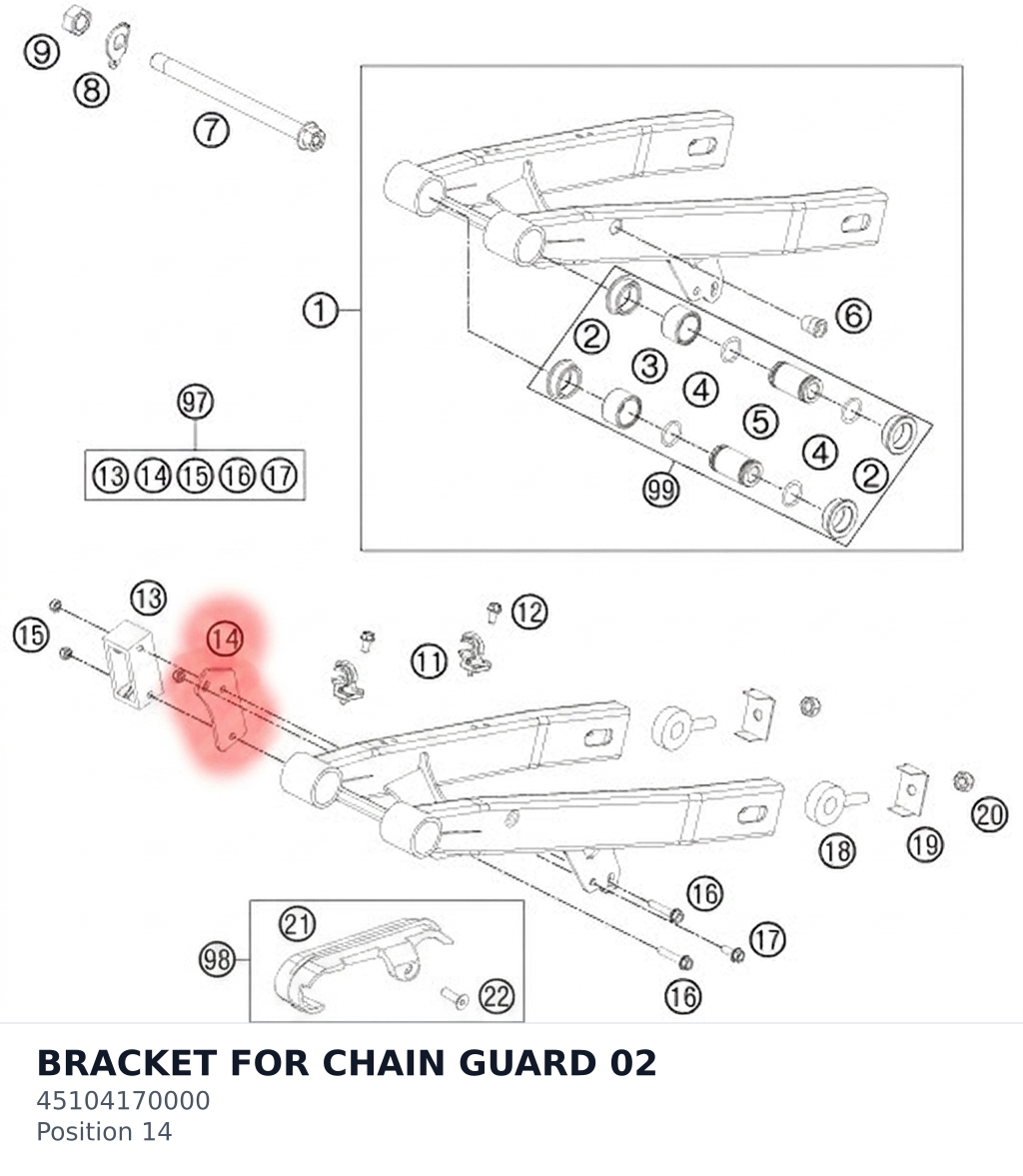 Diagram preview: BRACKET FOR CHAIN GUARD     02 (45104170000)