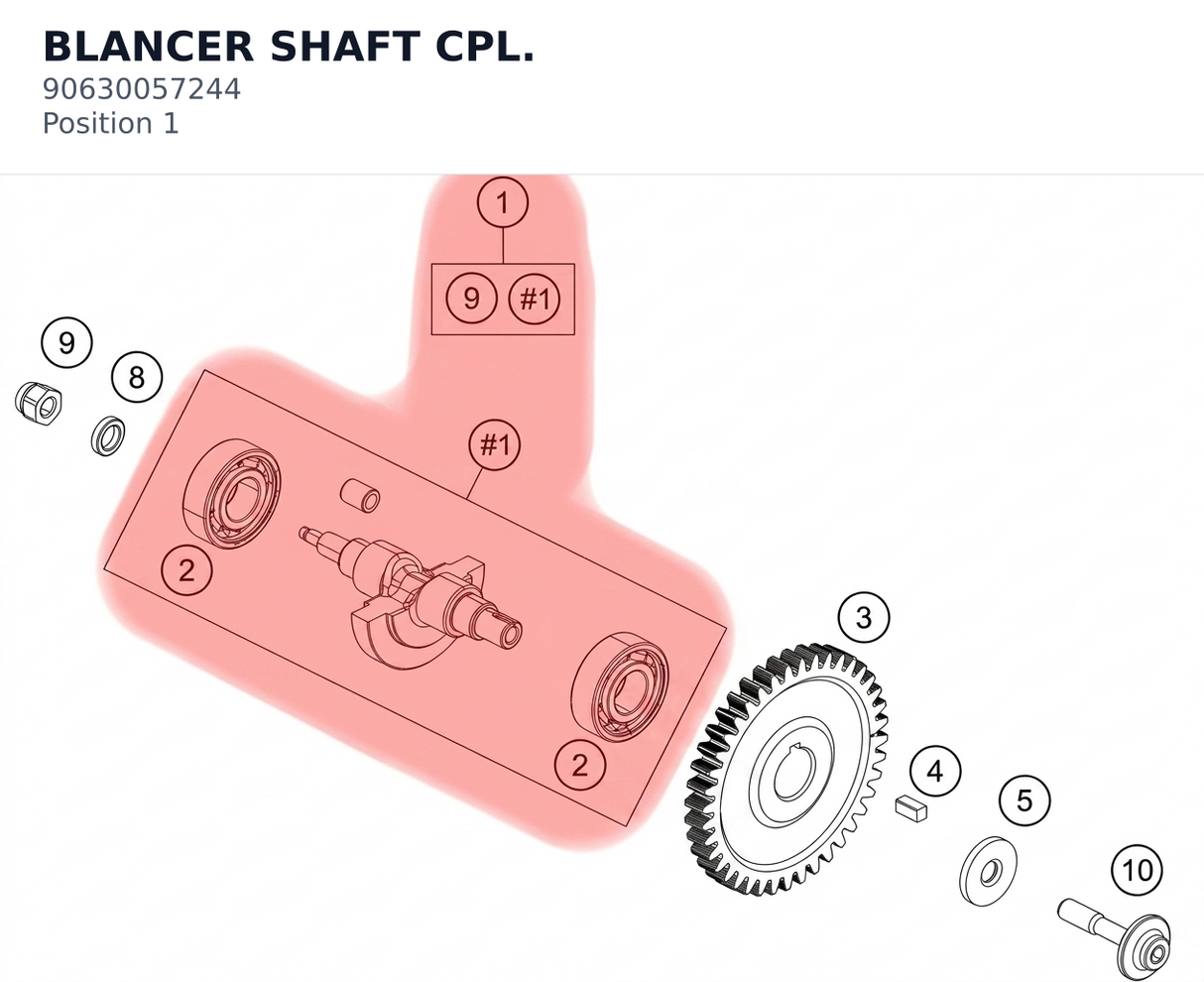Diagram preview: BLANCER SHAFT CPL. (90630057244)