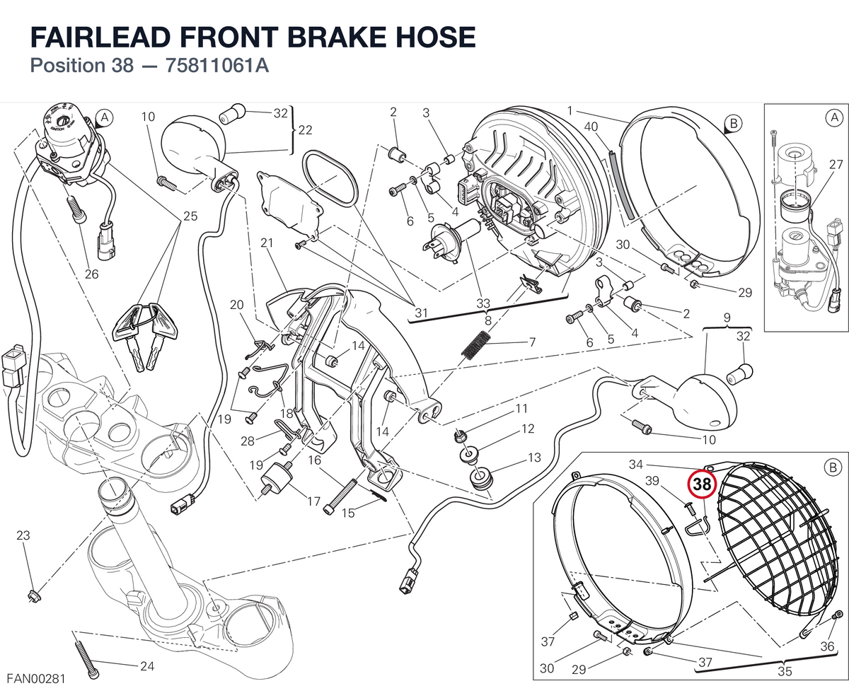 FAIRLEAD FRONT BRAKE HOSE 75811061A diagram position