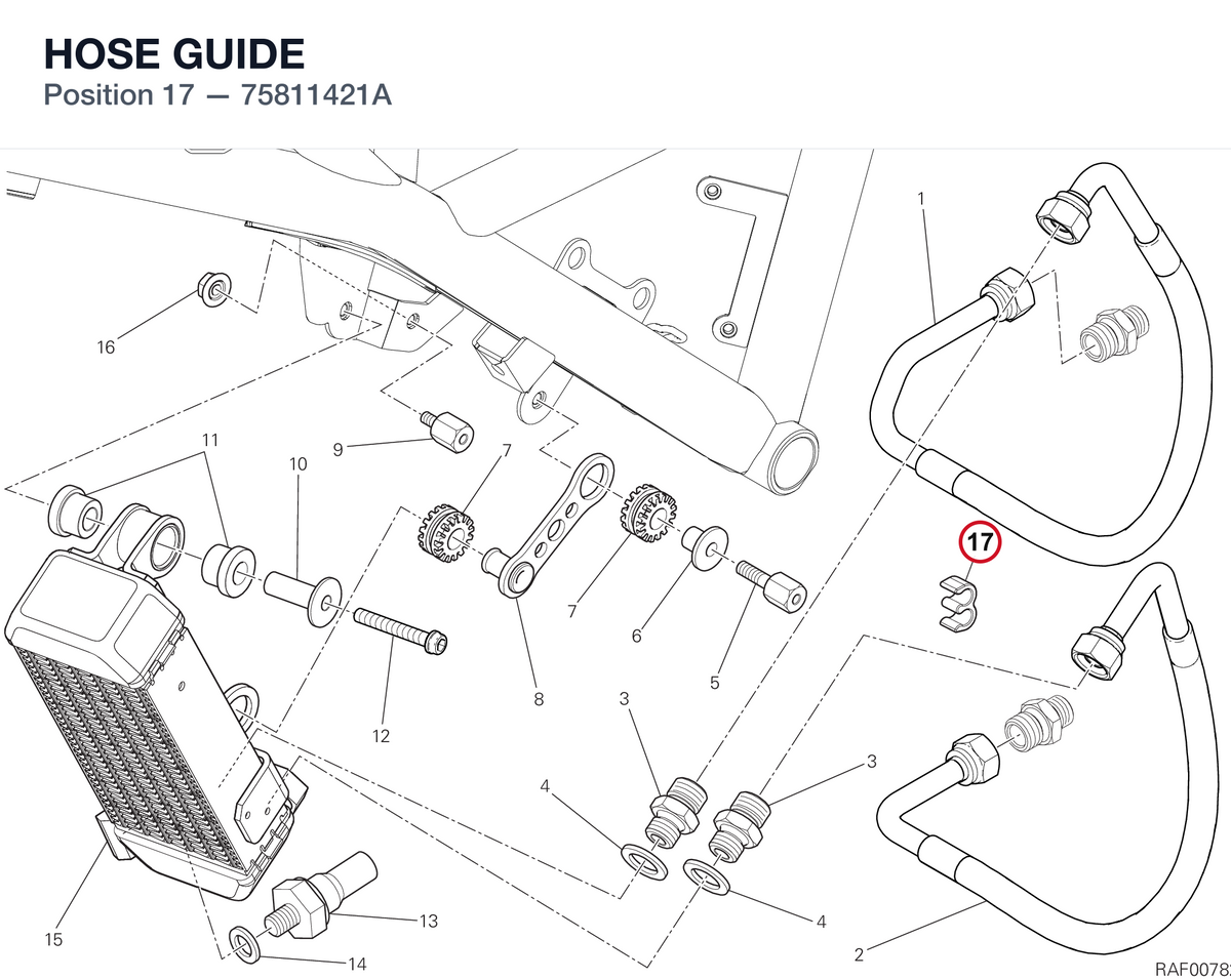 HOSE GUIDE 75811421A diagram position