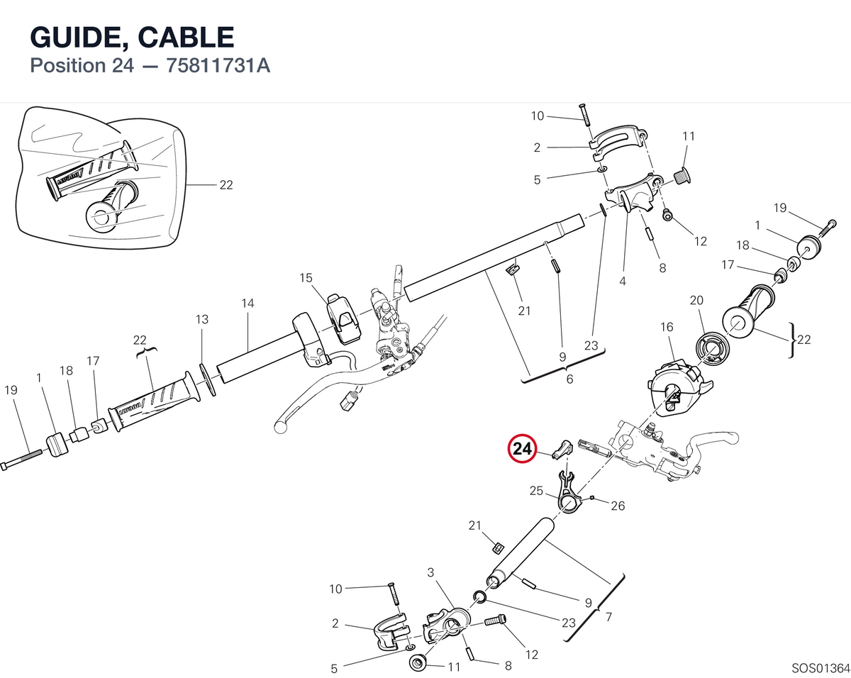 GUIDE, CABLE 75811731A diagram position