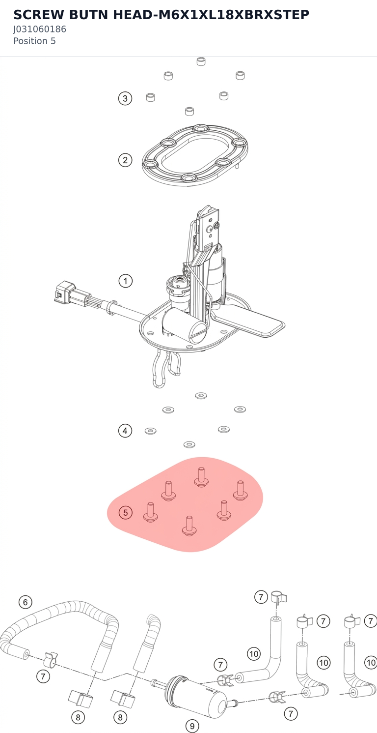 Diagram preview: SCREW BUTN HEAD-M6X1XL18XBRXSTEP (J031060186)