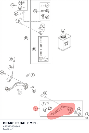 Diagram preview: BRAKE PEDAL CMPL. (A40513050144)