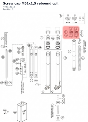 Diagram preview: Screw cap M51x1,5 rebound cpl. (48601631S)