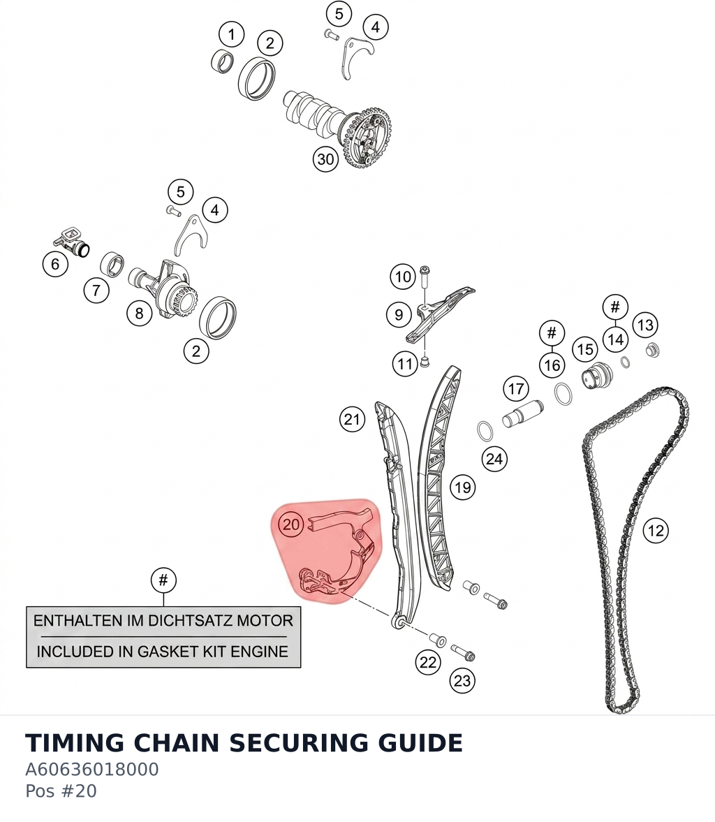 Diagram preview: TIMING CHAIN SECURING GUIDE (A60636018000)